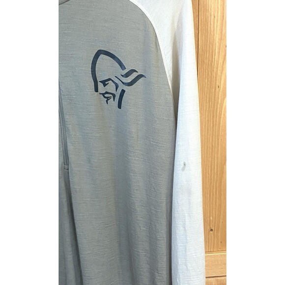 Norrøna Femund PureUll 180 Wool Zip Neck Top M Winter Twig Baselayer Flaws - Picture 12 of 16